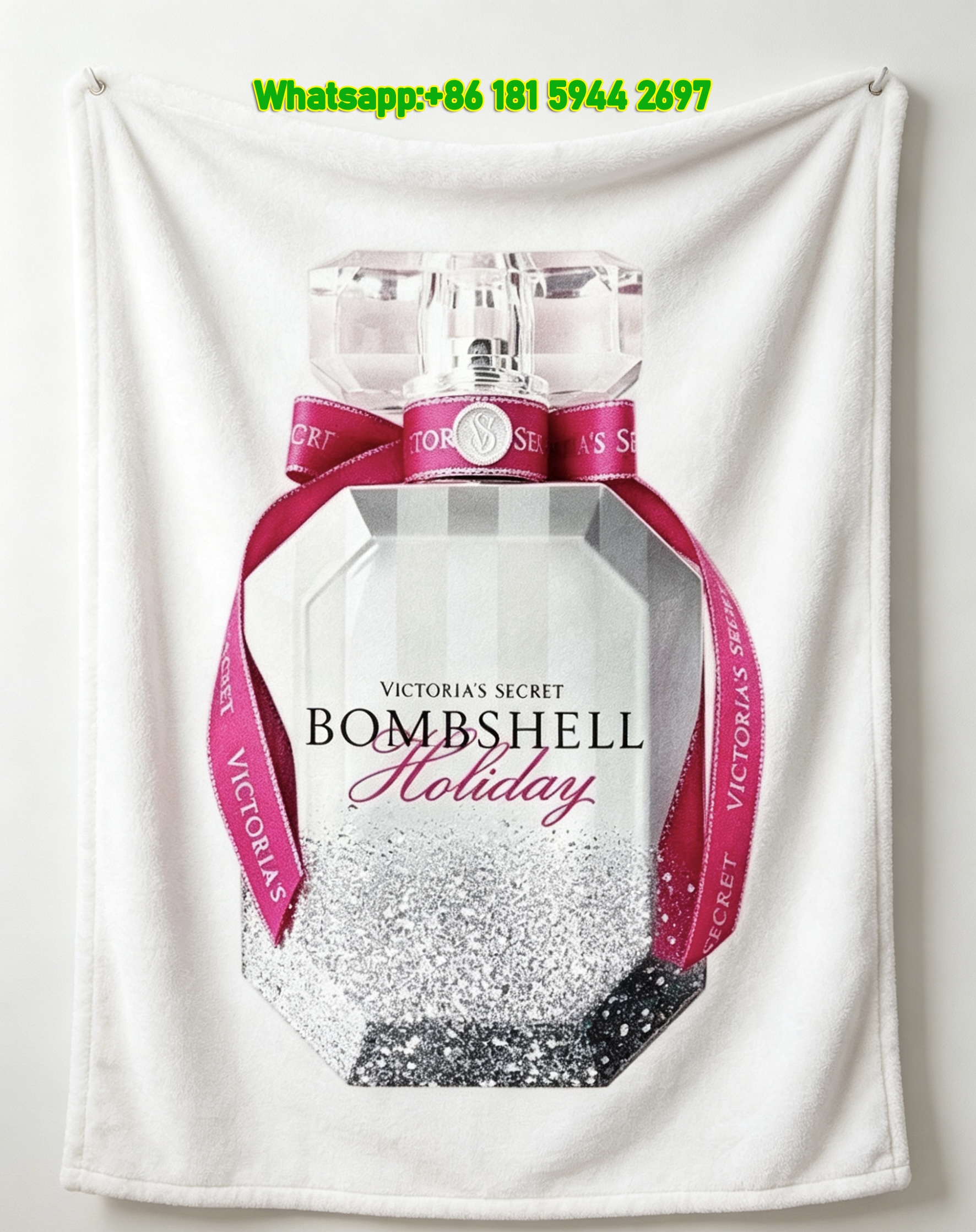 Victoria's Secret Bombshell Holiday Flannel Fleece Throw Blanket V164